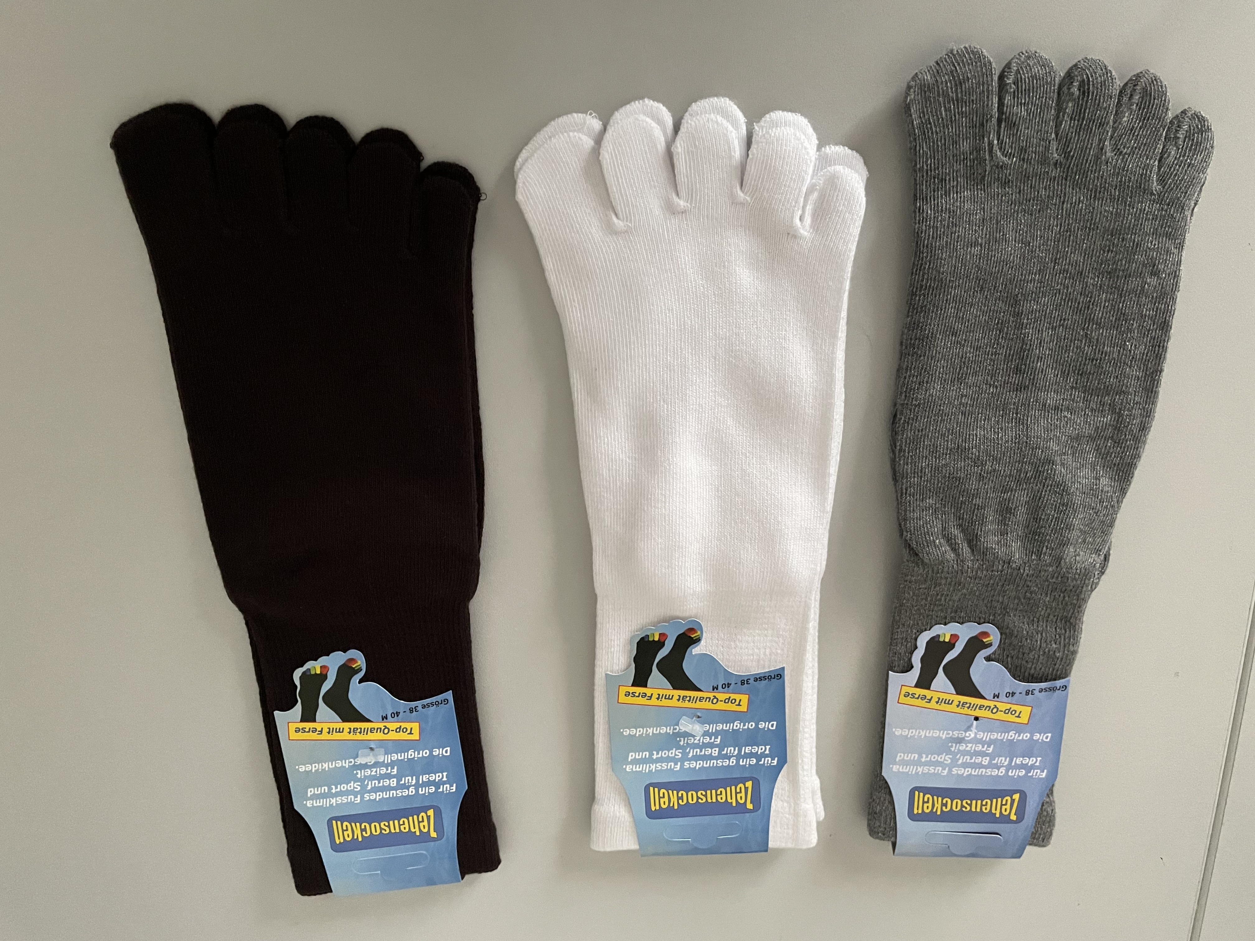 Uni-Farben Zehensocken 3 Paar